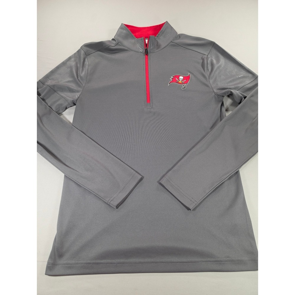 NFL Team Apparel Tampa Bay Buccaneers Mens Small Gray Red Quarter Zip Pullover